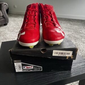 Under Armour Deception Mid DT Men's Size 16 Metal Baseball Cleats Red New